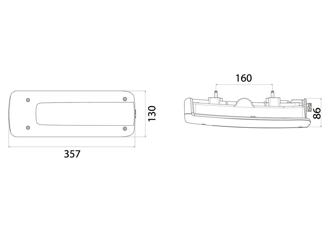 Feu arrière LED Droit, connecteur AMP 1.5 - 7 voies Latéral